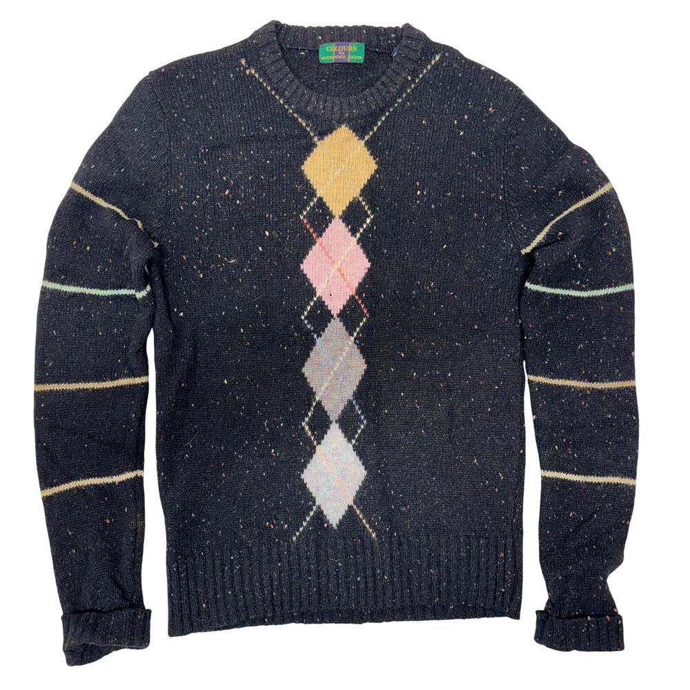 Vintage Shetland Wool Colours by Alexander Julian Sweater Small Argyle Hongkong